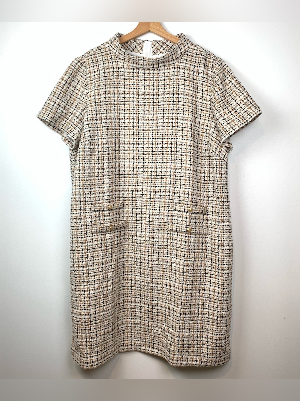 Talbots Dress Plus Sz 20W Tweed Lined Irnate Buttons Lined Office Elegant